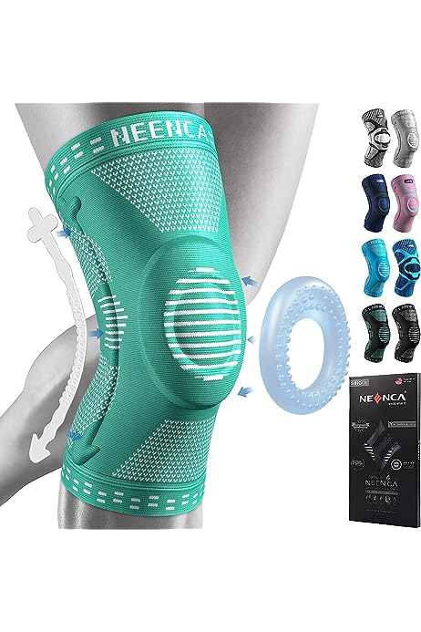 Genunchiera NEENCA, Genunchiera de compresie pentru barbati, femei, cu tampoane de gel rotula si stabilizatori laterali.