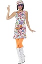 Costum, rochie și pălărie Smiffy's Ladies 60's Groovy Chick, mărime: UK 44-46, 44911