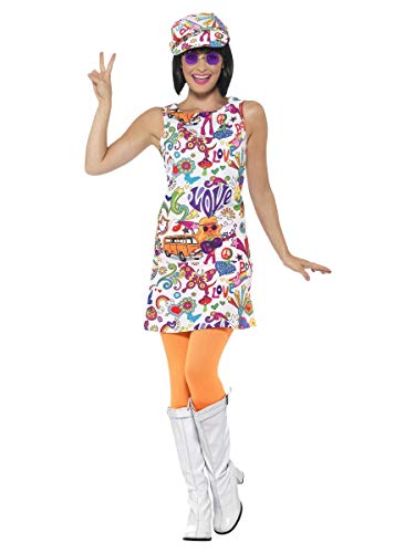 Costum, rochie și pălărie Smiffy's Ladies 60's Groovy Chick, mărime: UK 44-46, 44911