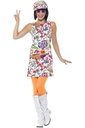 Costum, rochie și pălărie Smiffy's Ladies 60's Groovy Chick, mărime: UK 44-46, 44911