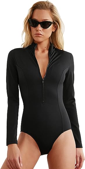 TRENDYOL Costum de baie tricotat cu fermoar simplu pentru femei