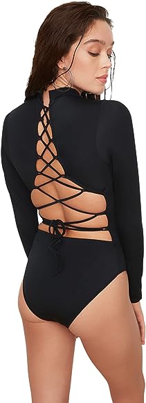 TRENDYOL Costum de baie tricotat cu fermoar simplu pentru femei
