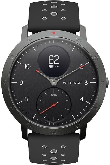 Withings Steel HR Sport - Ceas inteligent hibrid multisport, GPS conectat, ritm cardiac, nivel de fitness prin VO2max, urmărire a activității și a somnului, notificări