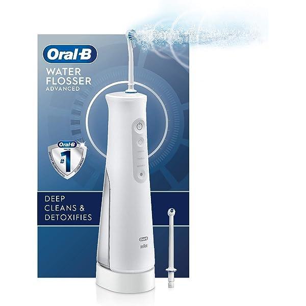 Irigator oral fără fir Oral-B AquaCare 6, 3 duze de schimb, agent de curățare interdentară, curățare delicată a dinților și gingii sănătoase, tehnologie Oxyjet, 3 moduri pentru îngrijirea dentară, cadou bărbat/femeie, alb/gri