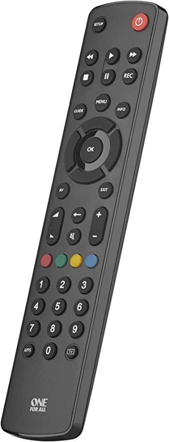 Telecomanda universala One For All contour TV URC1210, inlocuitor ideal, pentru toate tipurile de televizoare, cu functie de invatare, pentru toate marcile de televizoare, negru