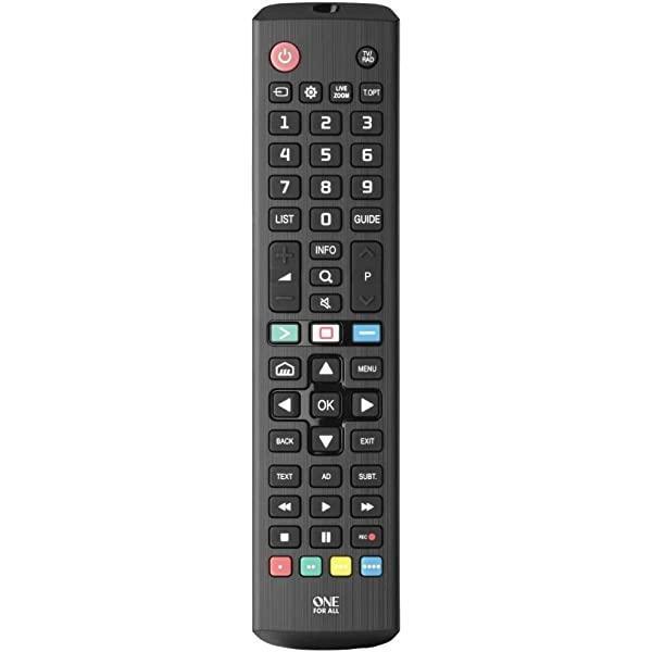 Telecomanda universala One For All contour TV URC1210, inlocuitor ideal, pentru toate tipurile de televizoare, cu functie de invatare, pentru toate marcile de televizoare, negru