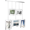 Ramă foto Umbra Exhibit Photo Collage - Set rame foto flexibile pentru montare orizontală și diagonală, pentru 5 fotografii, printuri artistice, poze, alamă mată, 10 x 15 și 13 x 18 cm, 5 rame