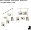 Ramă foto Umbra Exhibit Photo Collage - Set rame foto flexibile pentru montare orizontală și diagonală, pentru 5 fotografii, printuri artistice, poze, alamă mată, 10 x 15 și 13 x 18 cm, 5 rame