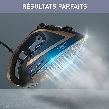 ROWENTA FV8064C0 Fier de călcat cu abur Calor Puregliss, 270 ml, negru și auriu
