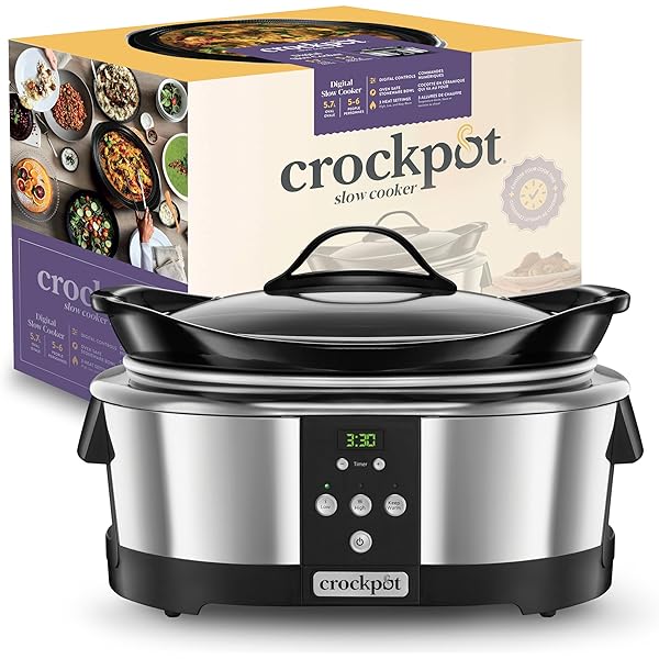 Crockpot, aragaz lent electronic | 5,7 L (5-6 persoane) | programabil cu cronometru digital de 20 de ore | Oțel inoxidabil [SCCPBPP605]
