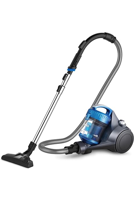 Aspirator fără sac Eureka WhirlWind, Aspirator fără sac de 700 W, Aspirator compact și ușor fără sac, Aspirator de podea pentru podele dure, covoare și păr de animale de companie, cablu lung, 1,5 l, albastru