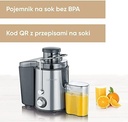 Storcator SEVERIN, storcator cu zgomot redus pentru sucuri de fructe si legume bogate in vitamine, storcator electric din inox, recipient colectare 500 ml, negru/otel inoxidabil ES 3566