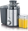 Storcator SEVERIN, storcator cu zgomot redus pentru sucuri de fructe si legume bogate in vitamine, storcator electric din inox, recipient colectare 500 ml, negru/otel inoxidabil ES 3566