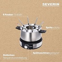Combinație de crepe pentru fondue SEVERIN, set de fondue care se poate spăla în mașina de spălat vase cu 8 furculițe cu coduri de culori, combinație de aparat de creponat pentru fondue din oțel inoxidabil, negru, FO 2471