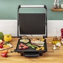 Grătar de contact Tefal Inicio GC241D | Pâine electric grătar/sandwich | Grătar cu conținut scăzut de grăsimi | Panini, pâine prăjită, friptură, legume | Plăci pentru grătar antiaderente | 2000W | 36,3x10,8x33,2cm | Oțel inoxidabil/negru