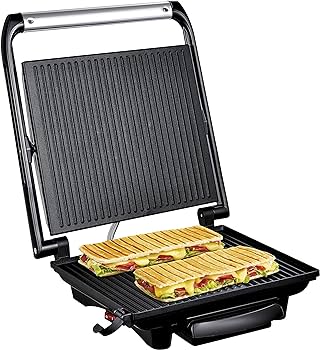 Grătar de contact Tefal Inicio GC241D | Pâine electric grătar/sandwich | Grătar cu conținut scăzut de grăsimi | Panini, pâine prăjită, friptură, legume | Plăci pentru grătar antiaderente | 2000W | 36,3x10,8x33,2cm | Oțel inoxidabil/negru
