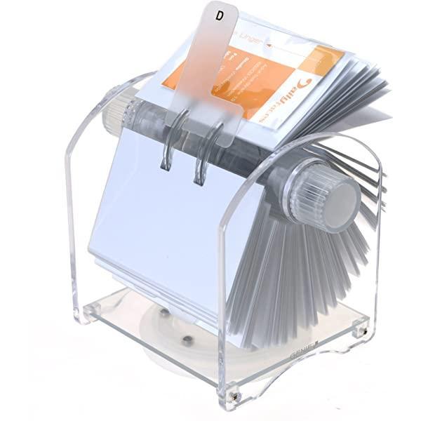 Genie Rotator Rotary Index Card Index (400 de cărți de vizită; index din 24 de părți; 200 de mâneci transparente; din acril de înaltă calitate; carcasă rotativă pentru carduri)