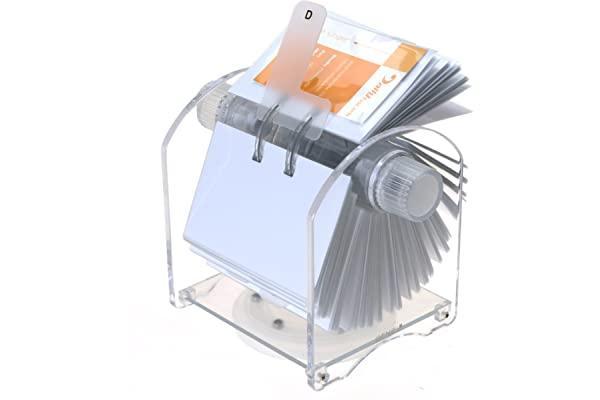 Genie Rotator Rotary Index Card Index (400 de cărți de vizită; index din 24 de părți; 200 de mâneci transparente; din acril de înaltă calitate; carcasă rotativă pentru carduri)