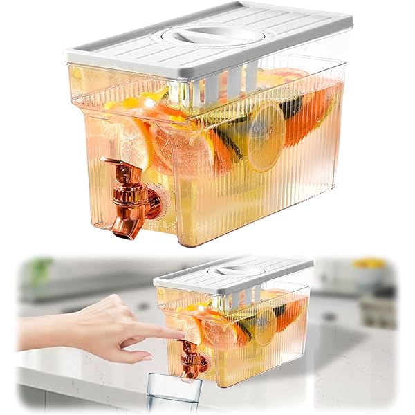 Dozator de băuturi 3L cu robinet, oală de apă din plastic, ceainic cu fructe, dozator de băuturi de capacitate mare, găleată reîncărcabilă cu apă cu gheață cu capac pentru băuturi reci.