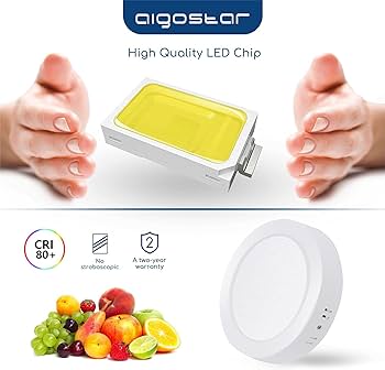 Plafoniera Aigostar LED 18W 3000K, plafoniera 1980lm ideala pentru baie, balcon, hol, bucatarie, living, lampa de baie alb cald Ø22.6cm
