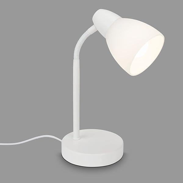 BRILONER - Lampă de noptieră cu întrerupător cu cablu, sticlă opal, dulie E14 max 25 wați, lampă de masă, lampă, lampă de birou, lampă de masă, lampă de birou, lampă de lectură pat, lampă de lectură, 12,6x15,7 cm, alb
