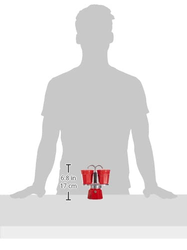 Bialetti - Mini Express Kandisky: Setul Moka contine aparat de cafea pentru 2 cesti (90ml) + 2 cesti espresso, rosu, aluminiu