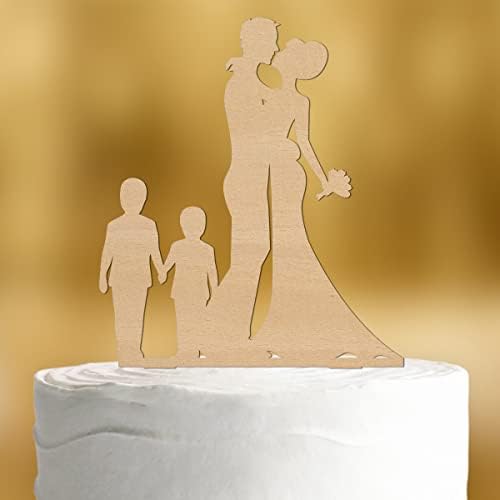 Cake topper cuplu de mireasa cu copii baieti [big boy, little boy] - decor acrilic decor negru decor tort de nunta decor tort decor de tort de nunta decor de tort de logodna