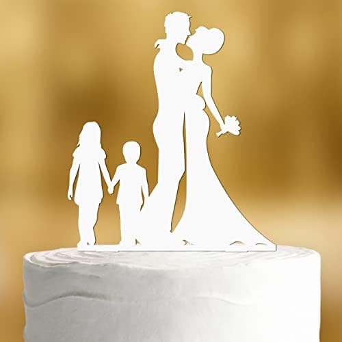 Cake topper cuplu de mireasa cu copii baieti [big boy, little boy] - decor acrilic decor negru decor tort de nunta decor tort decor de tort de nunta decor de tort de logodna