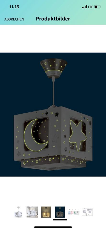 Lampă suspendată fluorescentă Dalber, lună și stea, gri 63232E
