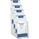 Suport brosuri Europel suport multiplu pentru brosuri, 4x DIN 1/3 A4 - polistiren transparent - suport brosuri pentru birouri - suport brosuri in format portret pentru meniuri, brosuri, cataloage, carti de preturi