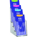 Suport brosuri Europel suport multiplu pentru brosuri, 4x DIN 1/3 A4 - polistiren transparent - suport brosuri pentru birouri - suport brosuri in format portret pentru meniuri, brosuri, cataloage, carti de preturi