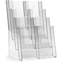 Suport brosuri Europel suport multiplu pentru brosuri, 4x DIN 1/3 A4 - polistiren transparent - suport brosuri pentru birouri - suport brosuri in format portret pentru meniuri, brosuri, cataloage, carti de preturi