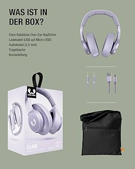 Căști supraear Bluetooth Fresh 'n Rebel Durată de redare de 35 de ore cu pernițe moi și microfon încorporat, pliabil, compatibil cu iOS și Android (Clam, Dreamy Lilac)