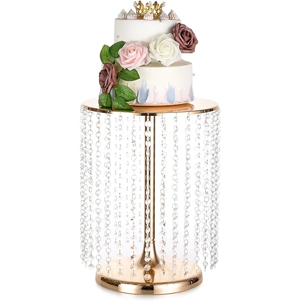 NUPTIO Suport acrilic pentru tort Suport pentru cupcake de nunta cu diametrul de 26 cm Desert transparent ceai de dupa-amiaza Ceai de ceai Tort Tava de dulciuri cu pandantiv de cristal pentru nunti Petrecere de aniversare Baby Shower