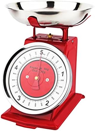 Cântar de bucătărie Premier Housewares într-un aspect retro cu bol din oțel inoxidabil, roșu