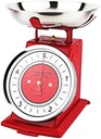 Cântar de bucătărie Premier Housewares într-un aspect retro cu bol din oțel inoxidabil, roșu