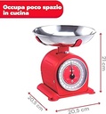 Cântar de bucătărie Premier Housewares într-un aspect retro cu bol din oțel inoxidabil, roșu