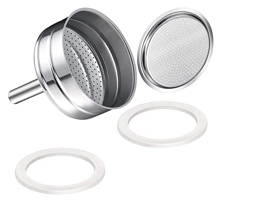 Saraoriginalshop Set de 2 Guranizioni 1 filtru 1 piesă de schimb universală pentru moka, compatibil cu Bialetti, compatibil cu Pedrini și altele, disponibil în 5 dimensiuni (9 cești)