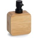 Dozator de sapun WENKO Padova, dozator cu pompa reincarcabila din bambus, dozator de sapun de calitate superioara pentru bucatarie si baie, accesoriu de baie cu capacitate de pana la 210 ml sapun, 8 x 18 x 7 cm, natural/negru