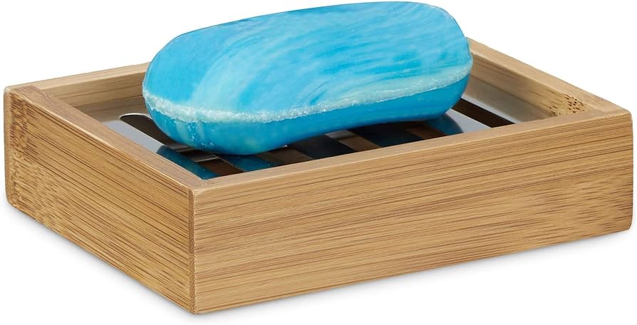 Dozator de sapun WENKO Padova, dozator cu pompa reincarcabila din bambus, dozator de sapun de calitate superioara pentru bucatarie si baie, accesoriu de baie cu capacitate de pana la 210 ml sapun, 8 x 18 x 7 cm, natural/negru