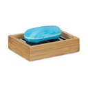 Dozator de sapun WENKO Padova, dozator cu pompa reincarcabila din bambus, dozator de sapun de calitate superioara pentru bucatarie si baie, accesoriu de baie cu capacitate de pana la 210 ml sapun, 8 x 18 x 7 cm, natural/negru