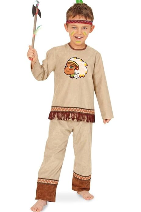 Widmann - costum pentru copii indian, haină, pantaloni, curea, bentita, Vestul Sălbatic, șef, carnaval, petrecere tematică