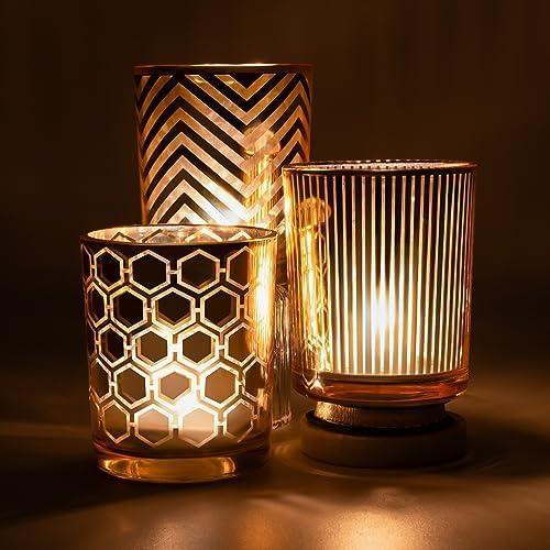 suport de lumanare draadwerk® | Set 4 felinare decor de masa | Pahare tealight | Metal acoperit cu pulbere și sticlă întunecată | Pentru apartament si balcon | Ambianță atmosferică | Negru Negru)