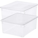 Set de 2 Rotho Clear Box Pulover Capac de 18 L Cod QR AppMyBox-2 x 18 L. volum (LxlxH) 40x33,5x17 cm cutie de depozitare transparentă stivuită din plastic/plastic (PP), mare, 2