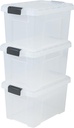 Set de 2 Rotho Clear Box Pulover Capac de 18 L Cod QR AppMyBox-2 x 18 L. volum (LxlxH) 40x33,5x17 cm cutie de depozitare transparentă stivuită din plastic/plastic (PP), mare, 2