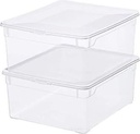 Set de 2 Rotho Clear Box Pulover Capac de 18 L Cod QR AppMyBox-2 x 18 L. volum (LxlxH) 40x33,5x17 cm cutie de depozitare transparentă stivuită din plastic/plastic (PP), mare, 2