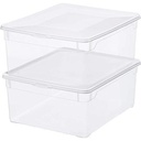 Set de 2 Rotho Clear Box Pulover Capac de 18 L Cod QR AppMyBox-2 x 18 L. volum (LxlxH) 40x33,5x17 cm cutie de depozitare transparentă stivuită din plastic/plastic (PP), mare, 2