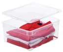 Set de 2 Rotho Clear Box Pulover Capac de 18 L Cod QR AppMyBox-2 x 18 L. volum (LxlxH) 40x33,5x17 cm cutie de depozitare transparentă stivuită din plastic/plastic (PP), mare, 2