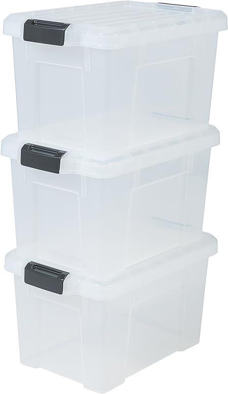 Set de 2 Rotho Clear Box Pulover Capac de 18 L Cod QR AppMyBox-2 x 18 L. volum (LxlxH) 40x33,5x17 cm cutie de depozitare transparentă stivuită din plastic/plastic (PP), mare, 2