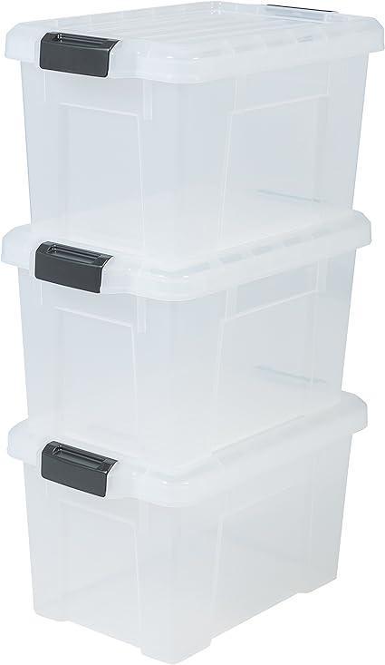 Set de 2 Rotho Clear Box Pulover Capac de 18 L Cod QR AppMyBox-2 x 18 L. volum (LxlxH) 40x33,5x17 cm cutie de depozitare transparentă stivuită din plastic/plastic (PP), mare, 2